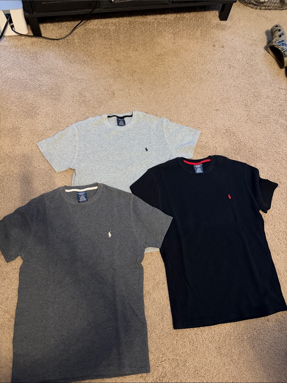 Polo Ralph Lauren Classic thermal sleep Tee Trio - Gray, Light Heather, Black